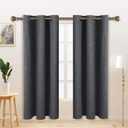 LORDTEX Linen Look Textured Blackout Curtains with Thermal Insulated Liner - Heavy Thick Grommet Window Drapes for Bedroom, 40 x 63 Inches, Grey, Set of 2 Panels