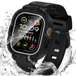 Goton 3 in 1 Waterproof Case with Band for Apple Watch with Built-in Tempered Glass Screen Protector 49mm, 360 Shockproof Bumper Face Cover with Band for Apple Watch Ultra 3/Ultra 2/Ultra, 49mm