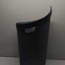 Mind Reader 60L Rolling Laundry Hamper, Clothes Basket, Wheels, Wicker Style, Plastic, 19.5"L x 14.75"W x 29.25"H, Black