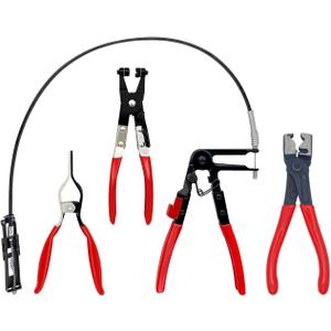 JANNO 4PCS Hose Clamp Pliers Set, Car Fuel Oil Water Hose Clamp Tool, Long Reach Wire Spring Pliers Remover Vice Grip for Automotive Coolant Radiator Heater