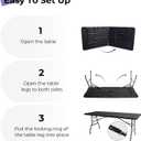 Byliable Folding Table 6ft Portable Heavy Duty Plastic Fold-in-Half 6 Foot Foldable Table Utility Dining Indoor Outdoor with Carrying Handle for Camping Picnic and Party, Black