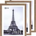 VCK 18x24 Poster Frame 3 Pack, Brown Walnut Wood Picture Frame, Exclusive Wood Grain, Wall Mounting Hanging