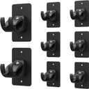 8 Pieces Self Adhesive Curtain Rod Bracket, Universal Plastic Curtain Rod Holders, No Drill Curtain Rod Brackets Curtain Rod Hooks for Bathroom, Bedroom, Livingroom, Kitchen (Black)