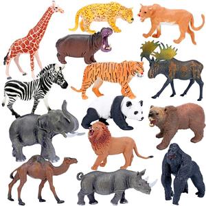 BOLZRA Safari Animals Figures Toys, Realistic Jumbo Wild Zoo Animal Figurines Plastic African Jungle Animals Playset for Kids Toddlers, 14 Piece Gift Set