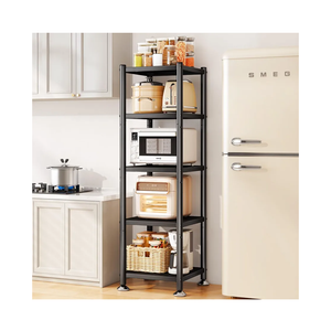 PXRACK 5-Tier Kitchen Storage Shelves, Adjustable Metal Shelves for Storage Pantry Shelves with Rolling Wheels, Storage Rack Shelving Unit Organizer for Bedroom Laundry Closet