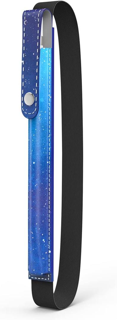 Moko Pencil Case for Apple Pencil Pro, Apple Pencil 1st/2nd Gen, Apple Pencil (USB-C), PU for iPad Pencil with Buckle and Elastic Band Attached to iPad Case, Blue Star
