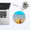Starfish Beach Mouse Pad, 8.8" Sea Starfish Round Gaming Mouse Mat with Non-Slip Base and Stitched Edge, Computer Keyboard Mat for Home Office Work, 0.12" Thick