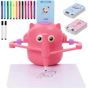 Interactive Educational Drawing Robot for Kids Montessori Painting Learning Toys for 3 4 5 6 7 8 Year Old Boys Girls Birthday PartyPink