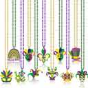 NOVWANG 21Pcs Mardi Gras Accessories Beads Necklaces Green Purple Gold Bead Necklaces for Mardi Gras Carnivals Celebration Parade Throws Party Favor Decorations Supplies(11 Designs)