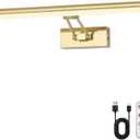 Picture Light, 16 inches Art Light, Picture Light Battery Operated,3CCT Picture Lights for Wall,Battery Operated Wall Lights,Gallery Light for Wall,Photo,Library (Gold-Painted)