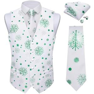 DiBanGu Mens Christmas Suit Vest and Tie Set for Men Waistcoats and Necktie Pocket Square Set for Prom Party M