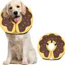 MIDOG Soft Inflatable Dog Cone, Donut E-Collar Alternative for After Surgery, Prevents Licking, Allowing Normal Eating & Vision, Comfortable Recovery Collar for Large Dogs & Cats, Brown-L