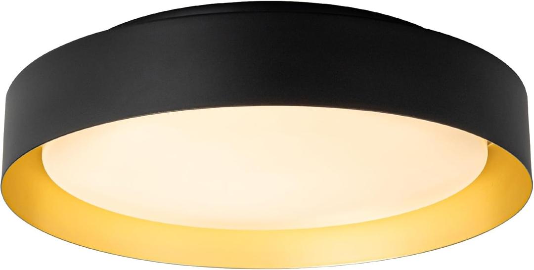 12 Inch LED Flush Mount Ceiling Light, 18W Flush Mount Light Fixture in Balck and Gold Finish, Dimmable Ceiling Light for Bedroom, Hallway, Entryway, Bathroom, Kitchen 3000K Warm White (Black Gold)