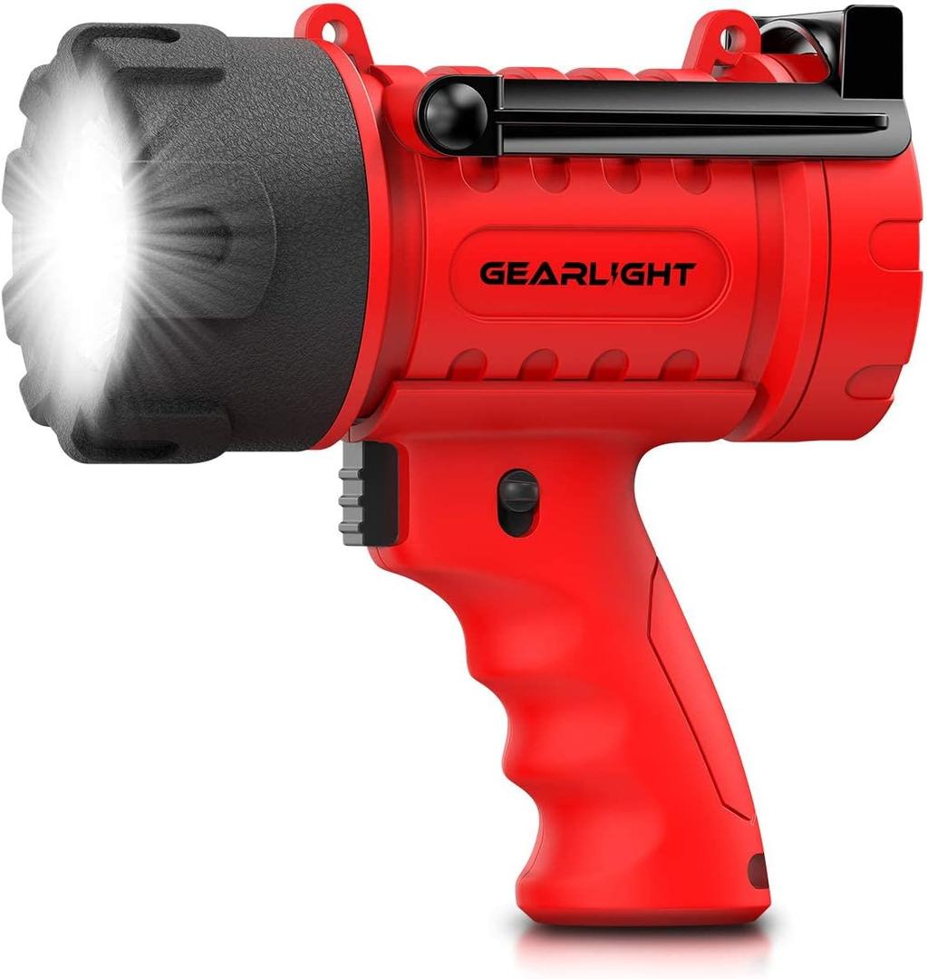 GearLight Waterproof LED Spotlight Flashlight Father's Day Gifts for Dad - High Lumen Spot Light for Outdoor Camping Accessories, Boating Gifts for Men, Husband, Floating Handheld Flash Lights, Red 