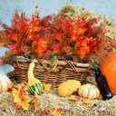 Geosar 24 Bundles Fall Artificial Flowers Artificial Outdoor Flowers UV Resistant Yellow Orange Flowers Faux Flowers Decorations Fake Plants for Autumn Home Porch Wedding Garden Decor