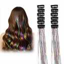 12-Pack Hair Tinsel - Colorful Glitter Hair Accessories -20 Inch Clip in Hair Tinsel Extensions - Fairy Hair Accessories Party Kit -Glitter Extensions for Women Girls Kids