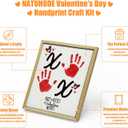 NATUHODE Valentines Day Handprint Art Craft for Kids, Valentine's Day Nursery Baby Handprint Art Activit with Wooden Frame, Gift from Your Child for Mom, Dad or Grandparents (XOXO 2)