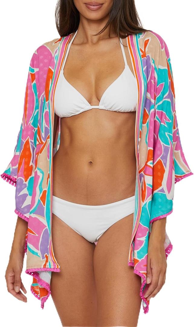 Trina Turk Women's Standard Amalfi Border Tunic, Casual, Beach Cover Ups, Multicolor