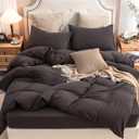 PURE ERA Jersey Knit Duvet Cover Set 100% T-Shirt Cotton Super Soft Comfy 3pc Bedding Set with Zipper Closure (Solid Dark Brown, King)