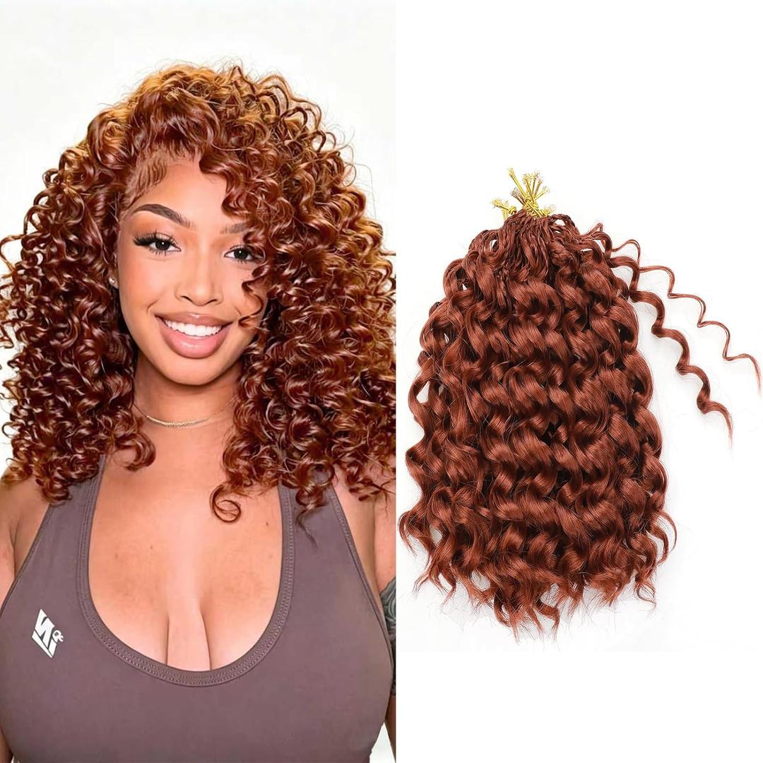 Curly Crochet Hair 8 Packs Boho Ocean Wave Crochet Hair 10Inch 350 | Synthetic Pre Looped Deep Water Wave Beach Curl Braiding Hair for Black Women (10 Inch