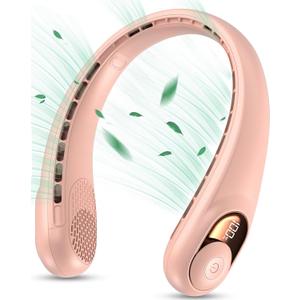 KIDEE Portable Neck Fan, Neck Fans Rechargeable for Women Men, 4000mAh Personal Bladeless Fan, Upgraded Cooling Air Volume, Ultra Quiet Wearable Fan (Pink)