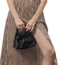 MISSACTIVER Button Front Pleated Shirt Dress for Women Summer Striped Short Sleeve Lapel V Neck Corset Maxi Dress (Small, Brown)