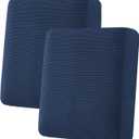 H.VERSAILTEX Super Stretch Individual Seat Sofa Covers Slipcover Sets Thick Jacquard Textured Twill Fabric (2 Piece Medium Sofa Cushion Covers, Navy)