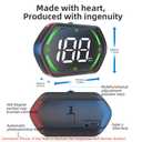 Universal GPS Speedometer HUD for Cars - 2025 New Head Up Display with MPH/KMH, Overspeed Alarm, Fatigue Alert, Large LED Font, Plug & Play USB, Auto Brightness - Fits All Vehicles (Green)