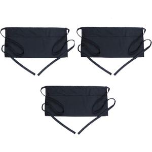 BOHARERS Waist Apron with 3 Pockets 3 Pack - Black Waitress Server Short Apron