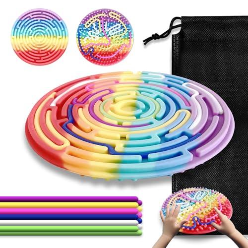 Sensory Fidget Toys for Kids & Adults - Autism ADHD Stress Relief Toys, Travel Sensory Board with PushPeel Sensory Activity Board, Occupational Therapy Tools for Calming Corner & Sensory Room