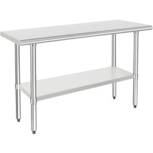 HARDURA Stainless Steel Work Table Commercial 1848 Inches Kitchen Prep Table and Heavy Duty Commercial Workbench NSF 430 with Undershelf and Galvanized Legs