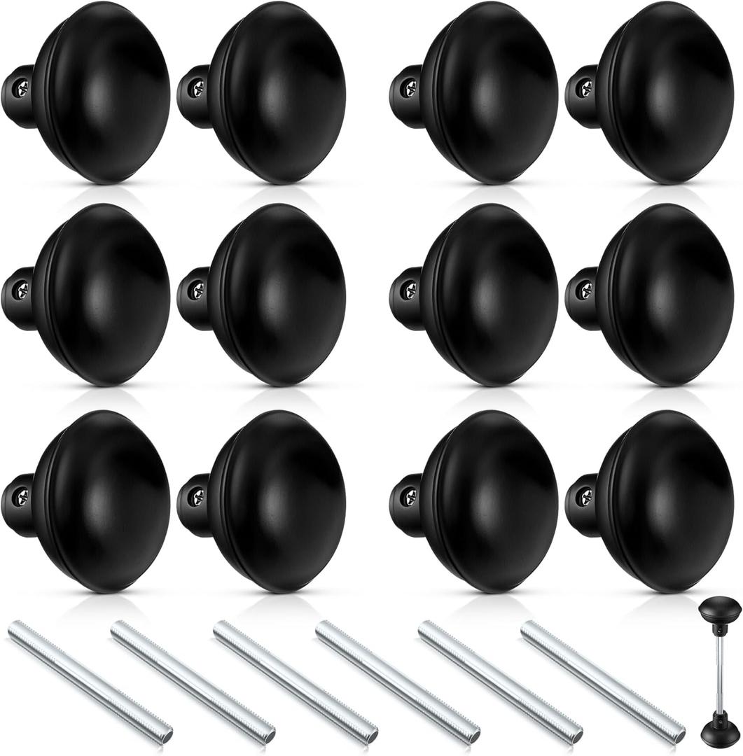Saillong 6 Sets Vintage Style Door Knob Set with Spindle, Old Style Door Knob Replacement with Electroplate Design, 2.2inch, Outside Diameter for Interior Doors(Matte Black)