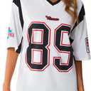 SOLY HUX Women's Jersey Shirts Oversized Letter Print Graphic Tees V Neck Half Sleeve T Shirt Summer Tops (Medium, White Letter)