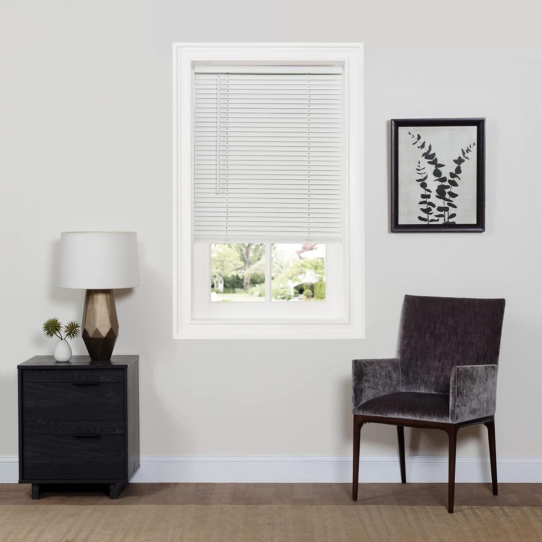 Cordless Room Darkening Mini Blind - 30 Inch Width, 64 Inch Length, 1" Slat Size - Pearl White - Cordless GII Deluxe Sundown Horizontal Windows Blinds for Interior by Achim Home Decor