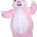 Blow-up Easter Bunny Costume Adult Inflatable Rabbit Costume Barney Full Mascot Halloween Easter (Pink)