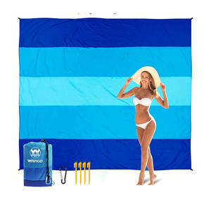 Beach Blanket Sandproof Extra Large Beach Mat Adults Waterproof Quick Drying Sand Free Mat Made by Premium Polyester with 4 Stakes & 4 Corner Pockets for Outdoor Travel Camping Hiking 79×83"