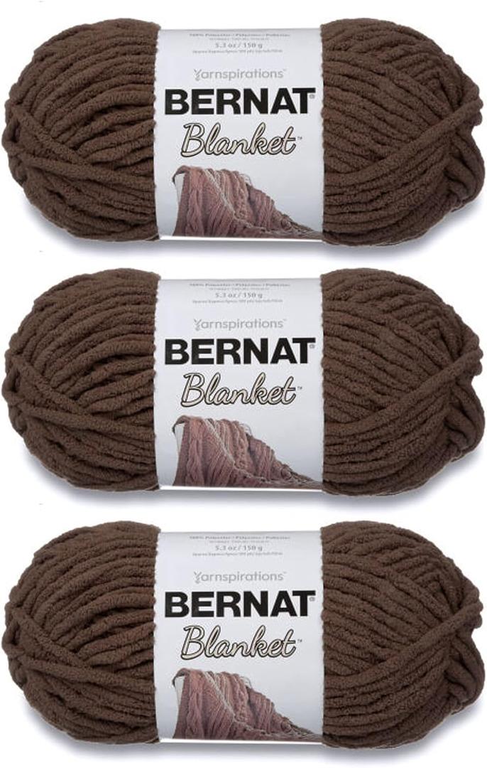 Bernat Blanket Taupe Yarn - 3 Pack of 150g/5.3oz - Polyester - 6 Super Bulky - 108 Yards - Knitting/Crochet