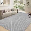 Area Rug 9x12 Living Room Rug Non Slip Modern Bedroom Stain Resistant Dining Room Throw Rug Geometric Area Rug Low Pile Untra Soft Contemporary Accent Carpet for Home Office, Grey