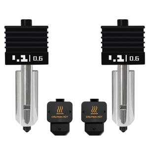 2PCS H2S/H2D Combo/P2S Hotend Kits 0.6mm Hardened Steel Nozzles- for 3D Printer Bambu H2D/A1/A1 Mini Extruder Hot End/Printhead with Silicone Socks Heatbreak Assembled Heatsink and Heat Block