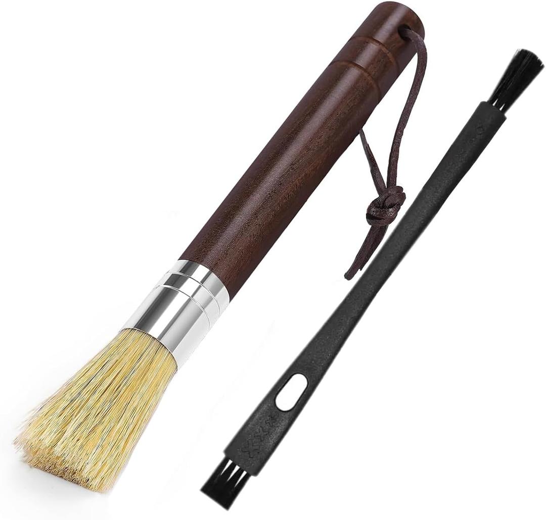 Coffee Grinder Cleaning Brush, Espresso Machine Brush Cleaner Tool with Wooden Handle and Natural Bristles for Barista Home Kitchen