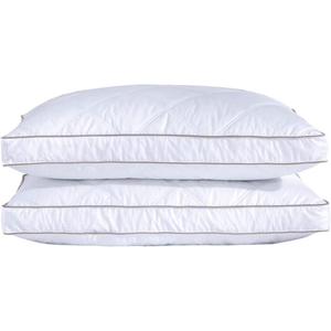 puredown Goose Feathers and Down Pillow for Sleeping Gusseted Bed Hotel Collection Pillows, Standard, Set of 2 (Standard (Pack of 2), Gusseted Style 1)