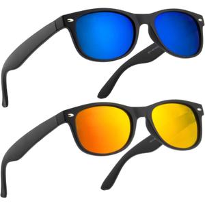 2 Pack Reader Sunglasses for Men Women Classic Rectangle Reading Glasses Outdoor Full Lenses Magnifying Eyewear UV Protection Black Bue/Black Red+1.5