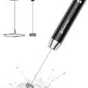 Maestri House Rechargeable Milk Frother with Stand, LunaFro Handheld Electric Foam Maker Waterproof Detachable Stainless Steel Whisk Drink Mixer Foamer for Lattes, Cappuccino