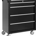 Garvee Rolling Tool Chest, 4 Drawers Tool Storage Cabinet, Toolbox with Wheels, Portable Tool Cabinet Organizer with Locking System & Drawer Liners, Tool Storage Cart for Garage, Workshop, Black
