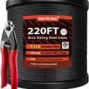 Steel DN Mate 220ft Black Wire Rope 1/8" T316L Marine Grade Stainless Steel Cable 7  7 Strands for Stair Fence Deck Cable Railing System, Comes with Wire Cutter