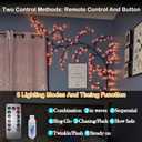 63 Inch Cherry Blossom Lights with Remote, 48 LED Cherry Blossom Branch Lights for Wall, 8 Lighting Modes & Timer, Flexible DIY Indoor Decoration for Home, Christmas, Wedding, Party