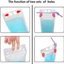 100 Pcs Zipper Plastic Pouches Drink Bags,Heavy Duty Hand-Held Translucent frosted Reclosable Stand-up Bag 2.4" Bottom Gusset with 100pcs Straws & Funnel Included (clear)