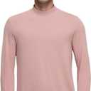 Long Sleeve Shirts for Men Mock Turtleneck Moisture Wicking Business Casual Pullover Undershirts Mens Tee Shirt Top (Pink, L)