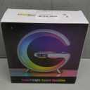 Smart LED Table Lamp, 4-in-1 Wireless Charger, Night Light, Alarm Clock, and Bluetooth Speaker with App Control for Bedroom, Office, and Home Decor (White)