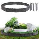 Garden Edging Border, 16FT Landscape Edging Borders for Flower Beds, Imitation Stone Effect Garden Lawn Border Faux Stone Landscape Edging and Plastic No Dig (20Pcs, Grey)
